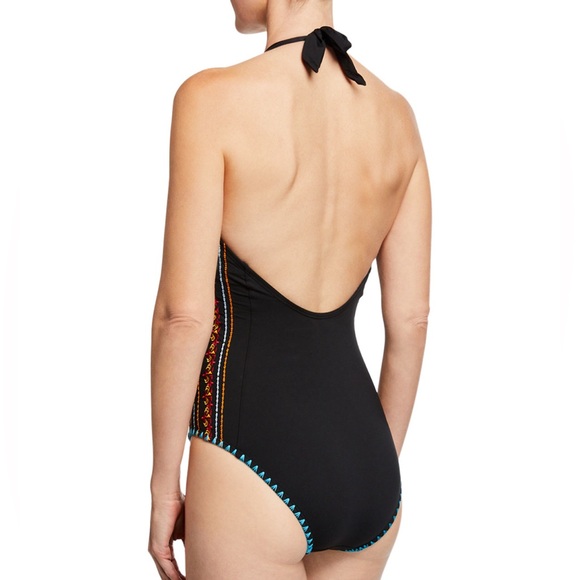 Johnny Was Swimsuit Reeve Plunge Embellished One Piece M Medium - Picture 2 of 7